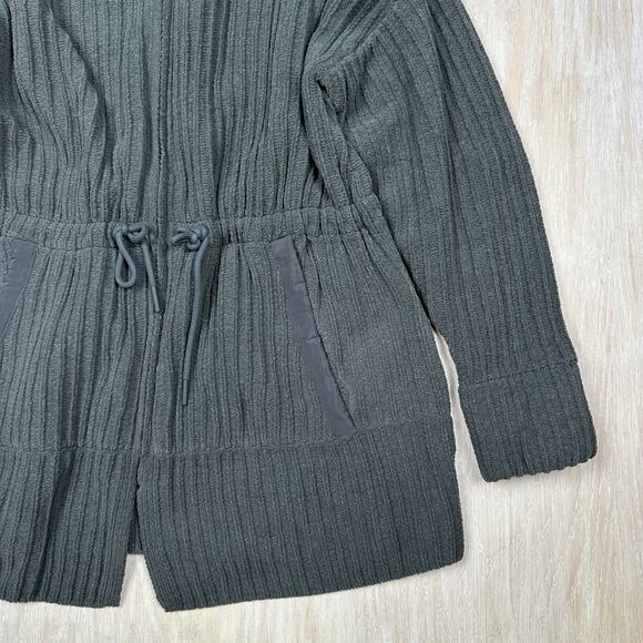 FLX Commuter Ribbed Knit Drawstring Waist Full Zip Cozy Casual Jacket Large - Picture 4 of 13